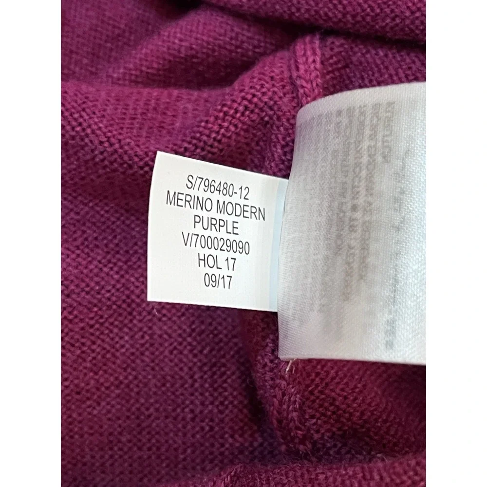 Banana Republic Italian Merino Wool Sweater Purple Mens LG Tall Crew Baruffa New